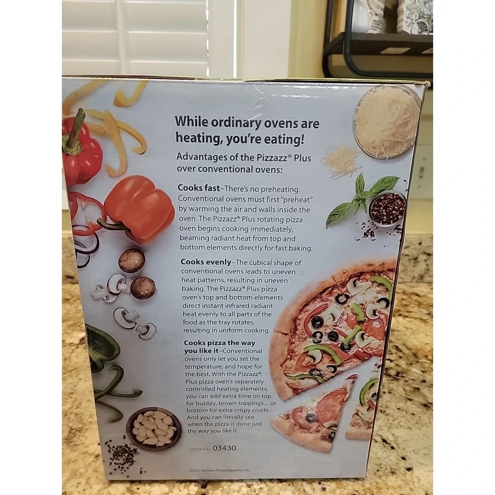 Presto 03430 Pizzazz Plus Rotating Pizza Oven, Bake 7-12